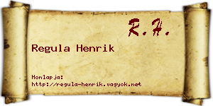 Regula Henrik névjegykártya